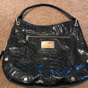 Black leather handbag